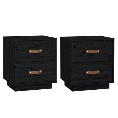  vidaXL Tables de chevet 2 pcs Noir 40x34x45 cm Bois de pin massif