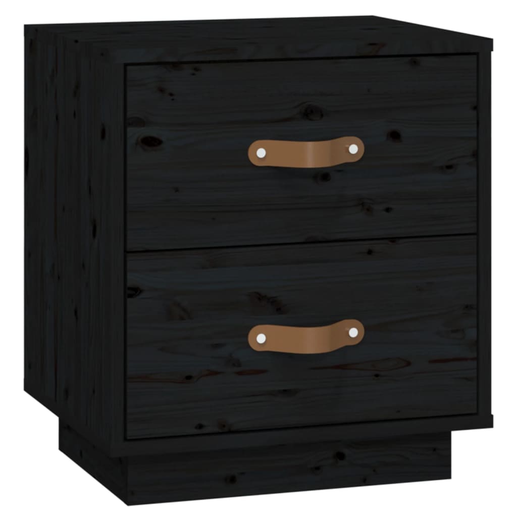  vidaXL Tables de chevet 2 pcs Noir 40x34x45 cm Bois de pin massif