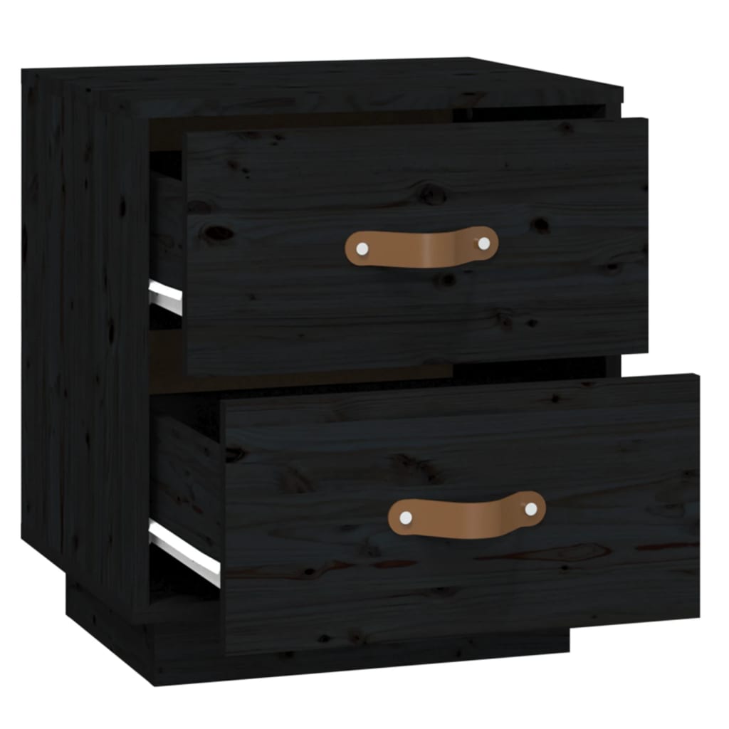  vidaXL Tables de chevet 2 pcs Noir 40x34x45 cm Bois de pin massif