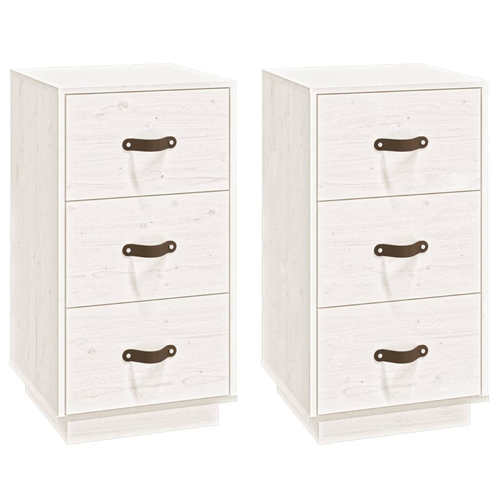  vidaXL Tables de chevet 2 pcs Blanc 40x40x75 cm Bois de pin massif