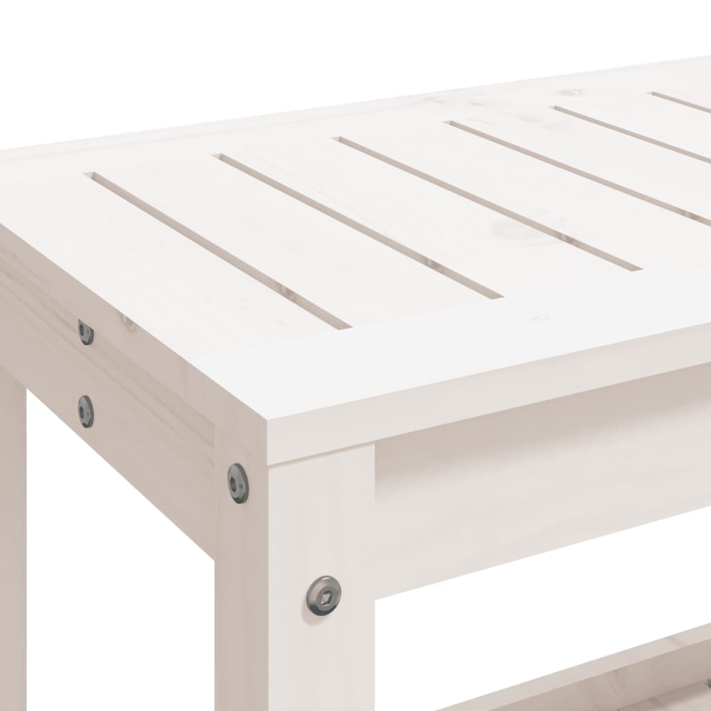 Banc de jardin blanc 82,5x35x45 cm bois massif de pin