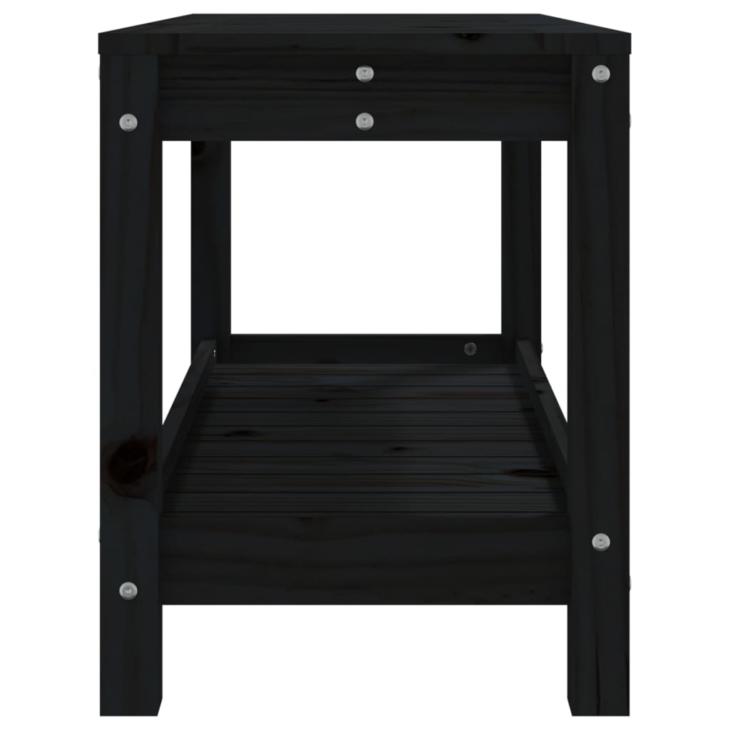 Banc de jardin noir 82,5x35x45 cm bois massif de pin