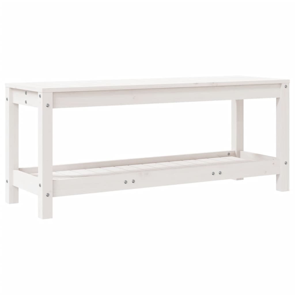 Banc de jardin blanc 108x35x45 cm bois massif de pin