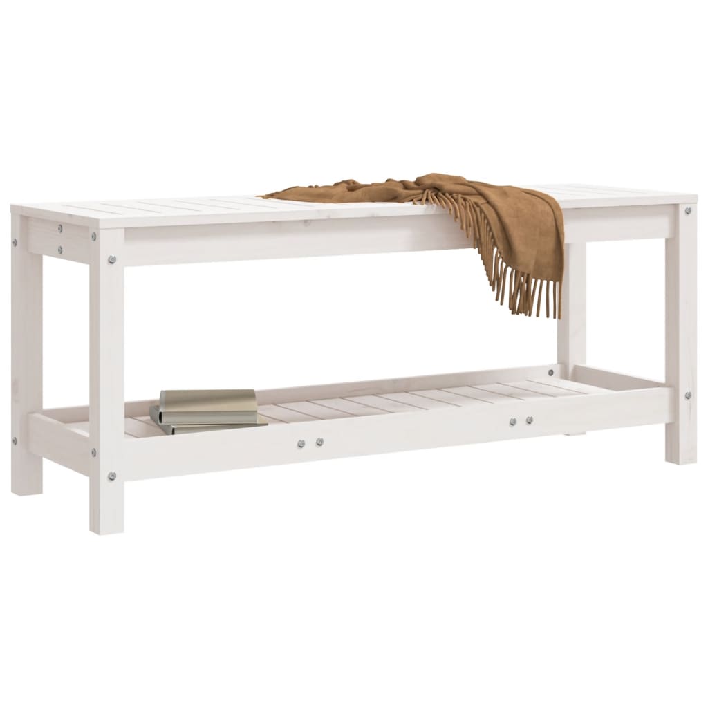 Banc de jardin blanc 108x35x45 cm bois massif de pin