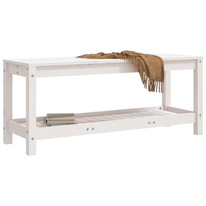 Banc de jardin blanc 108x35x45 cm bois massif de pin