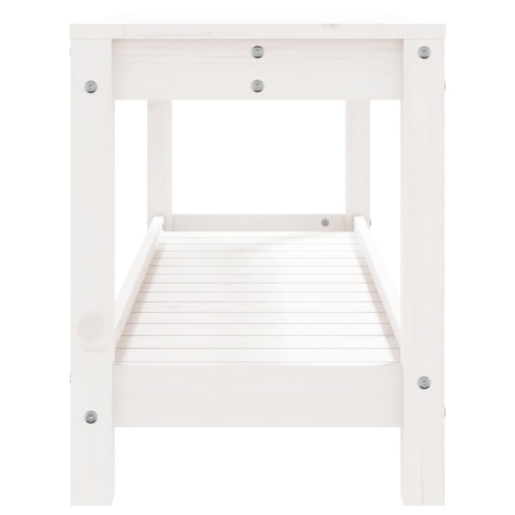 Banc de jardin blanc 108x35x45 cm bois massif de pin