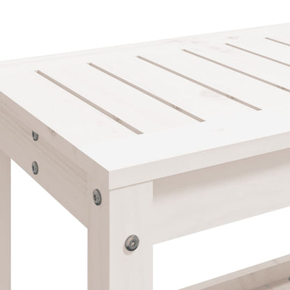 Banc de jardin blanc 108x35x45 cm bois massif de pin