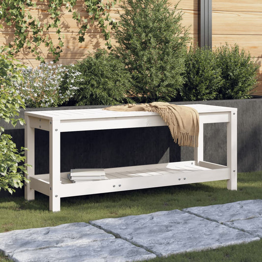 Banc de jardin blanc 108x35x45 cm bois massif de pin