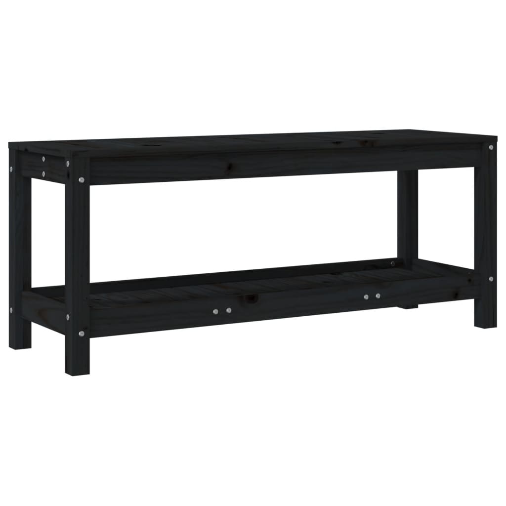 Banc de jardin noir 108x35x45 cm bois massif de pin