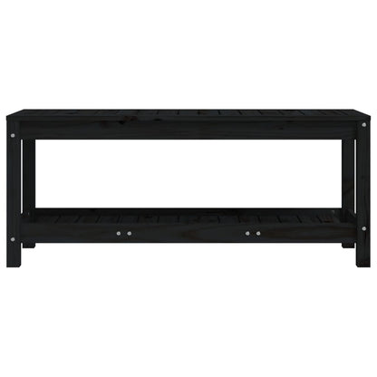 Banc de jardin noir 108x35x45 cm bois massif de pin