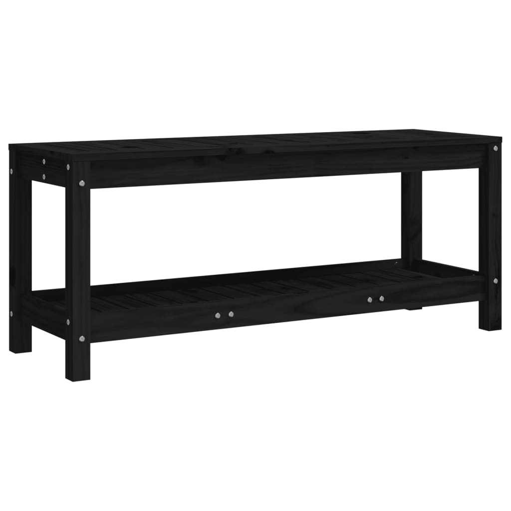 Banc de jardin noir 108x35x45 cm bois massif de pin