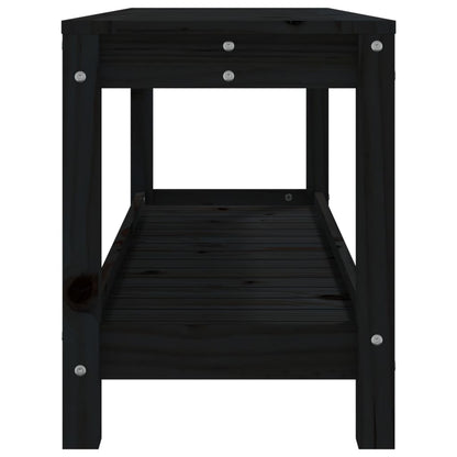 Banc de jardin noir 108x35x45 cm bois massif de pin