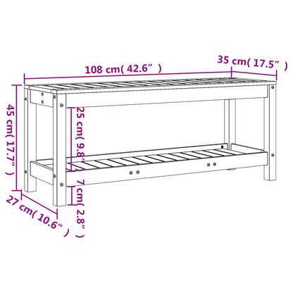 Banc de jardin noir 108x35x45 cm bois massif de pin