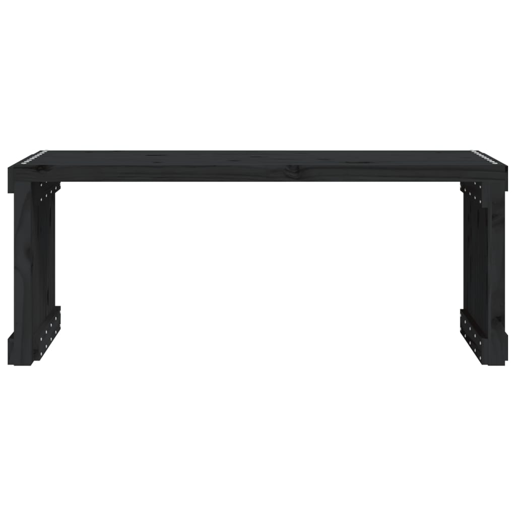 Banc de jardin extensible noir 212,5x40,5x45 cm bois massif pin