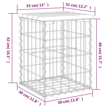 Gabion designer garden bench 33x31x42 cm solid douglas wood