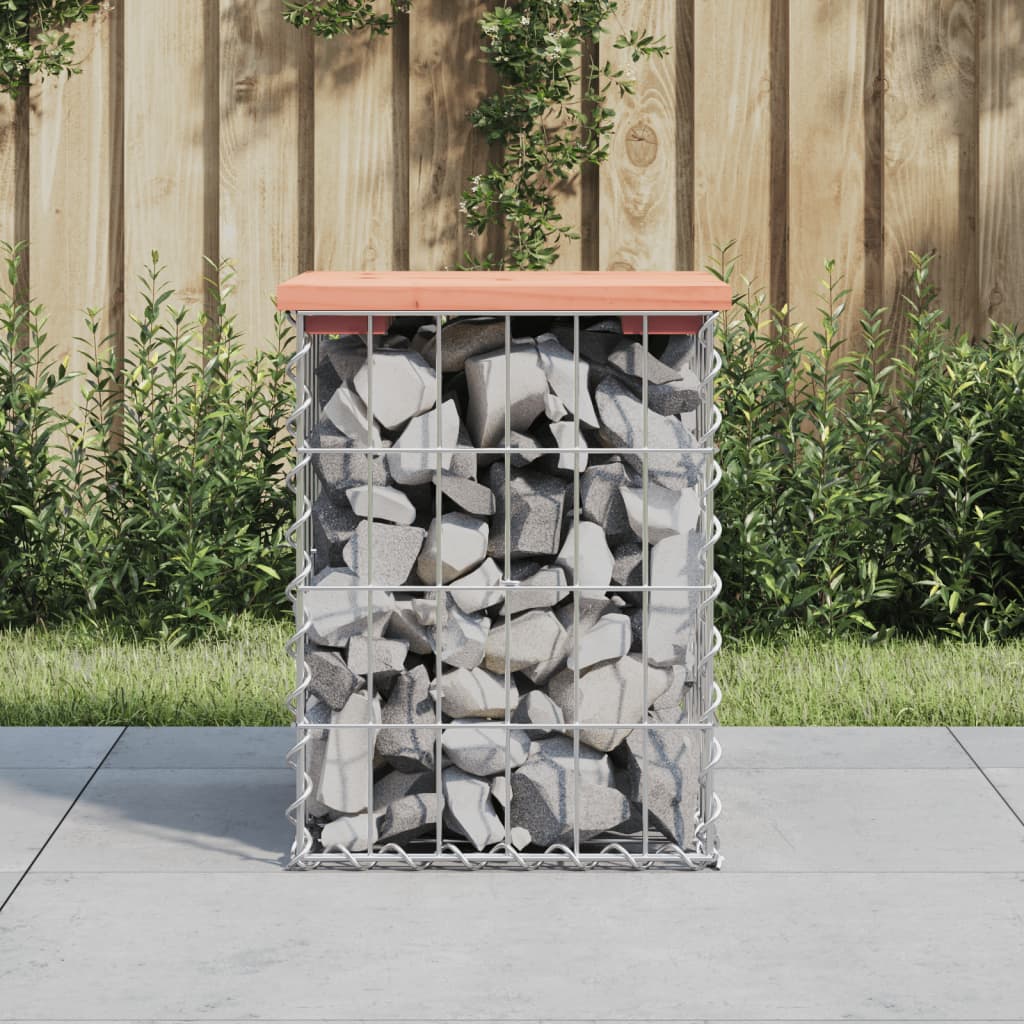 Gabion designer garden bench 33x31x42 cm solid douglas wood