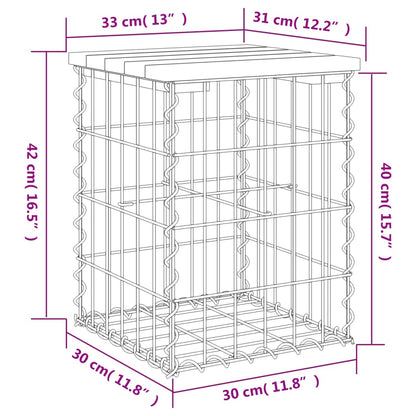 Banco de jardín de diseño gaviones 33x31x42 cm madera de pino impregnada