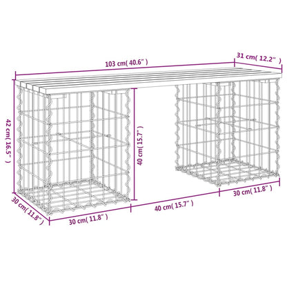 Banc de jardin design gabion 103x31x42cm bois massif de douglas