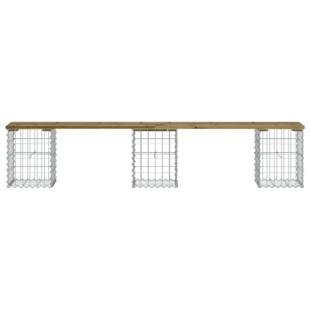 Banc de jardin design gabion 203x31x42 cm bois de pin imprégné