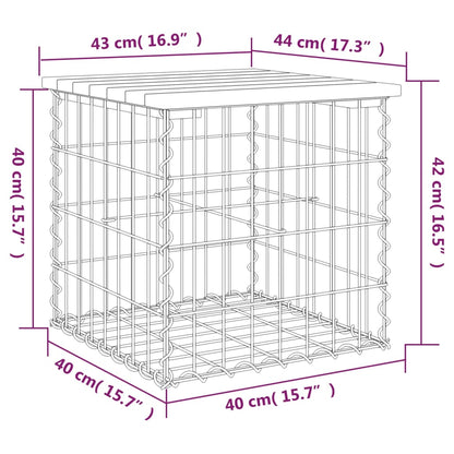 Banco de jardín de diseño gaviones 43x44x42 cm madera de pino impregnada