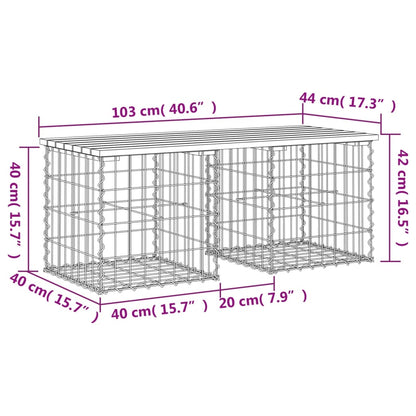 Banc de jardin design de gabion 103x44x42 cm bois massif de pin