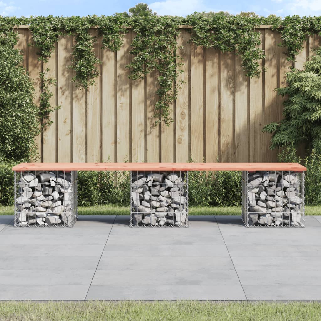 Banc de jardin design gabion 203x44x42cm bois massif de douglas