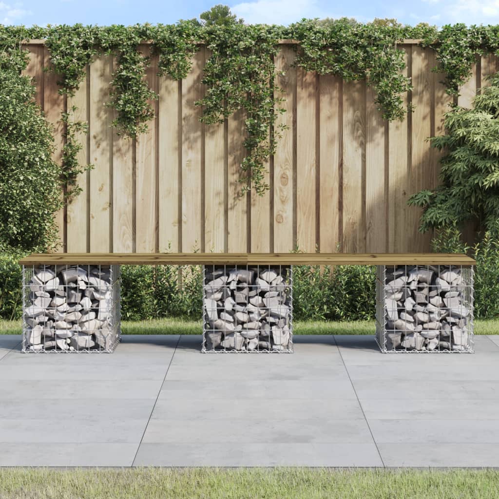 Banc de jardin design gabion 203x44x42 cm bois de pin imprégné