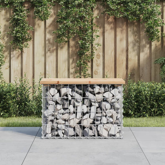 Gabion designer garden bench 63x31.5x42cm solid pine wood