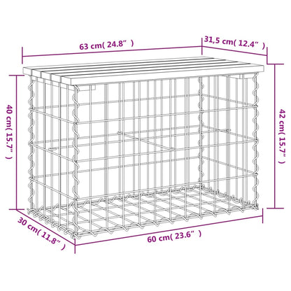 Gabion designer garden bench 63x31.5x42 cm solid Douglas fir wood