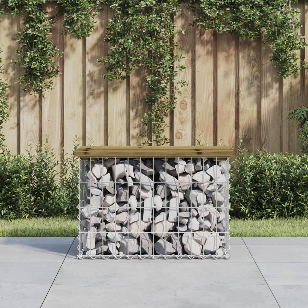 Gabion designer garden bench 63x31.5x42 cm impregnated pine wood