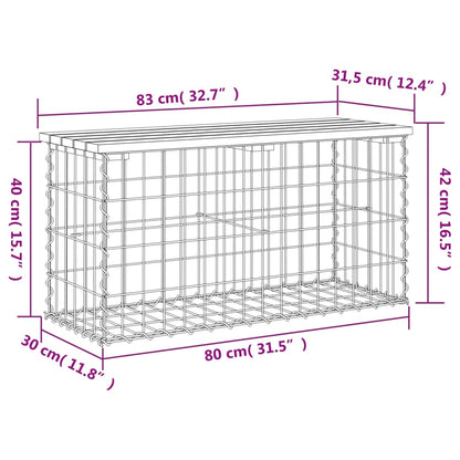 Gabion designer garden bench 83x31.5x42 cm solid Douglas wood