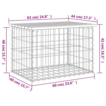 Gabion design garden bench 63x44x42 cm solid pine wood