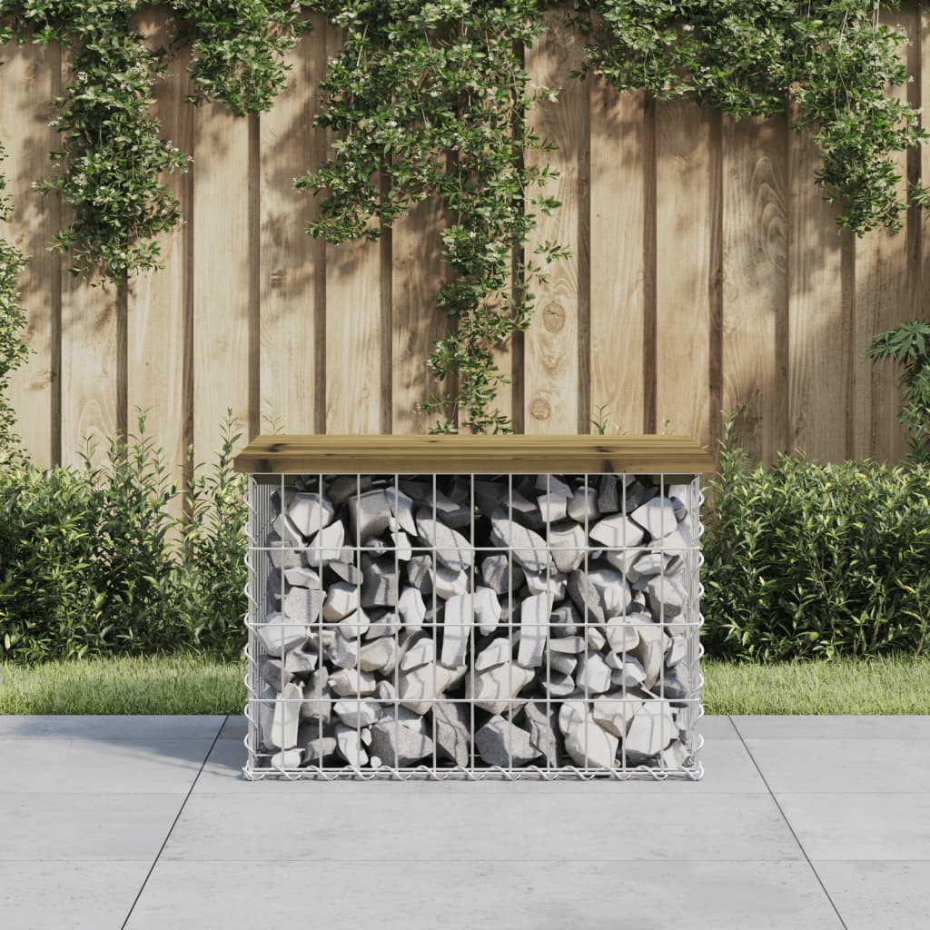 Gabion design garden bench 63x44x42 cm impregnated pine wood