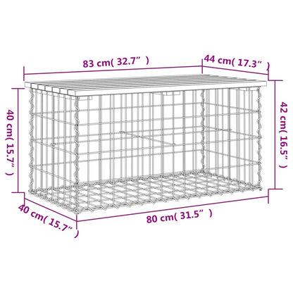 Banc de jardin design de gabion 83x44x42 cm bois massif de pin