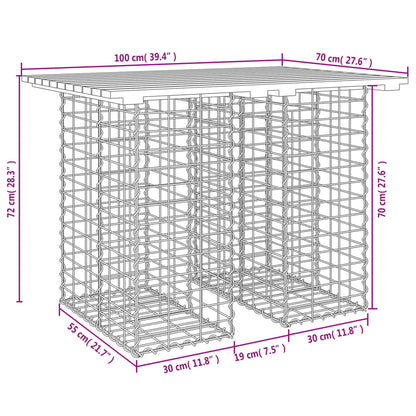 Banc de jardin design gabion 100x70x72cm bois massif de douglas