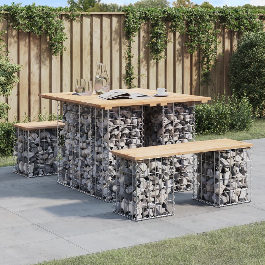 Banc de jardin design de gabion 100x102x72cm bois massif de pin