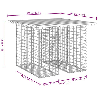 Banc jardin design gabion 100x102x72 cm bois massif de douglas