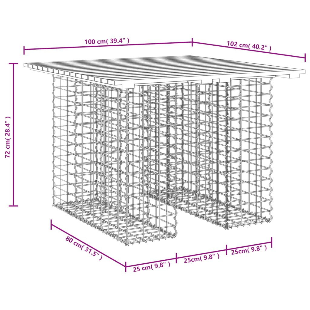 Banc jardin design gabion 100x102x72 cm bois massif de douglas