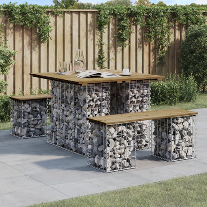 Banc de jardin design gabion 100x102x72 cm bois de pin imprégné