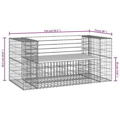 Banc jardin design gabion 143x71x65,5 cm bois massif de douglas