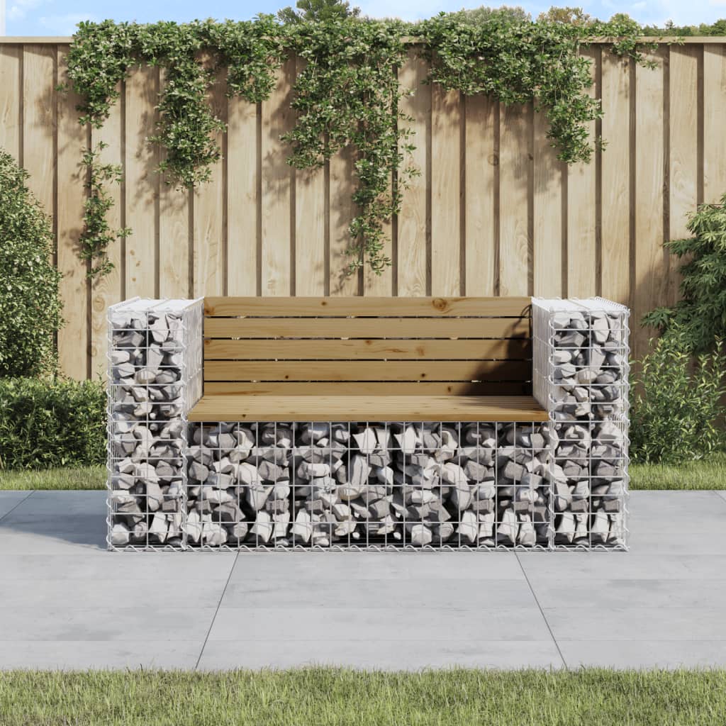 Banc de jardin design gabion 143x71x65,5cm bois de pin imprégné