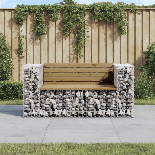 Banc de jardin design gabion 143x71x65,5cm bois de pin imprégné