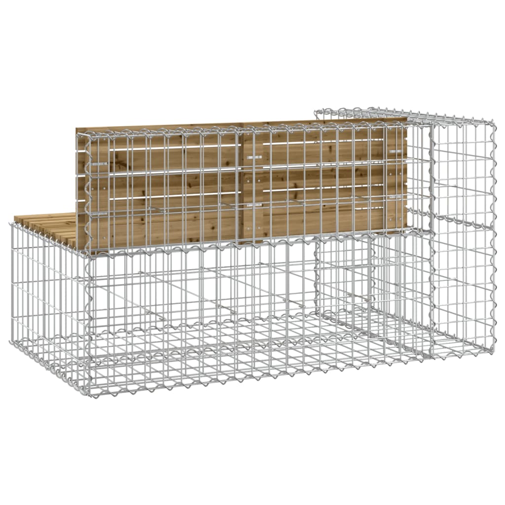 Banc de jardin design gabion 122x71x65,5cm bois de pin imprégné