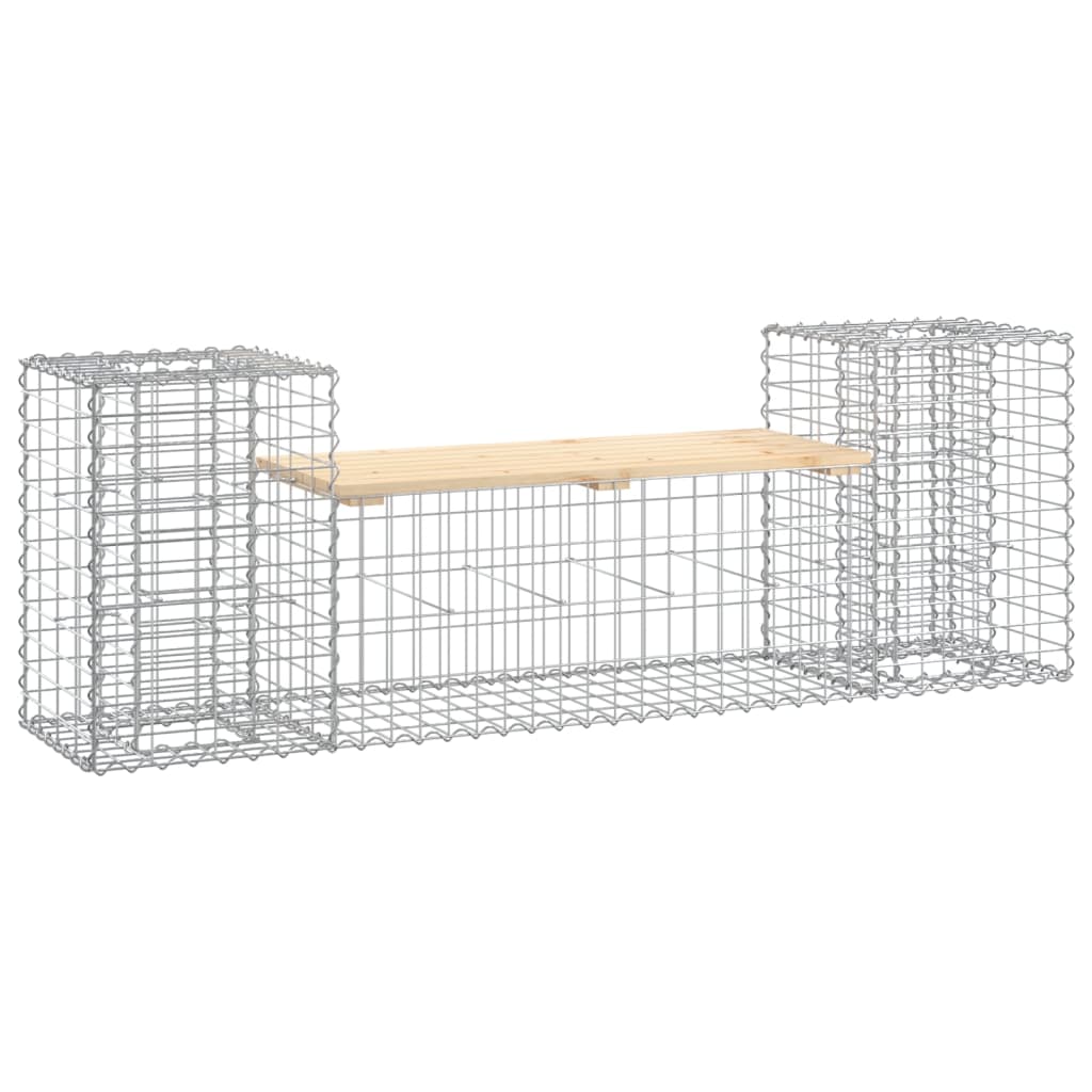 Banc de jardin design gabion 183x41x60,5 cm bois massif de pin