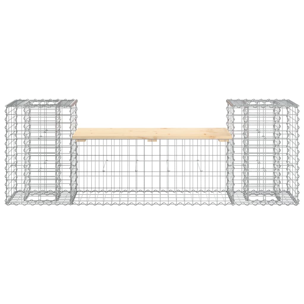 Banc de jardin design gabion 183x41x60,5 cm bois massif de pin