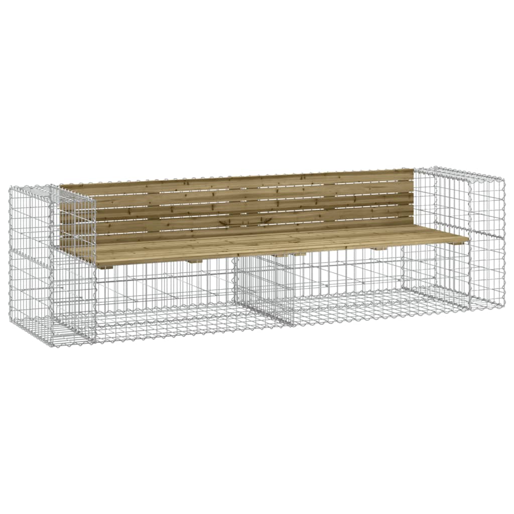 Banc de jardin design gabion 244x71x65,5cm bois de pin imprégné