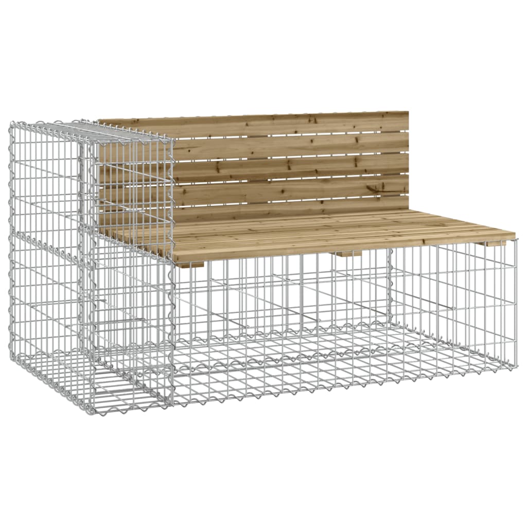 Banc de jardin design gabion 244x71x65,5cm bois de pin imprégné