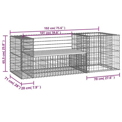 Banc de jardin avec panier en gabion bois massif de pin