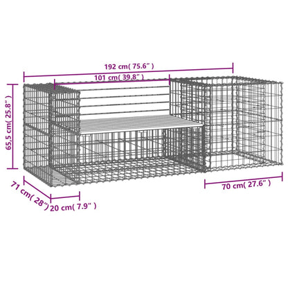 Banc de jardin avec panier en gabion bois massif de douglas