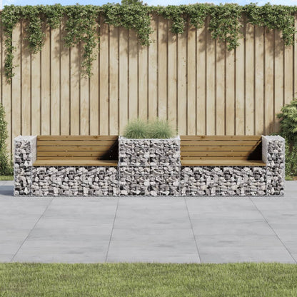 Banc de jardin avec panier en gabion bois de pin imprégné